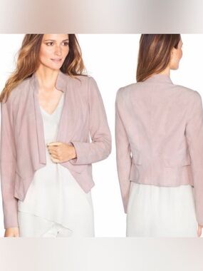 ⭐️White House Black Market 100% suede soft leather drape jacket blazer ⭐️New